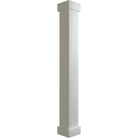 Knotty Pine Faux Wood Non-Tapered Square Column Wrap W/ Standard Capital & Base, 6W X 8'H